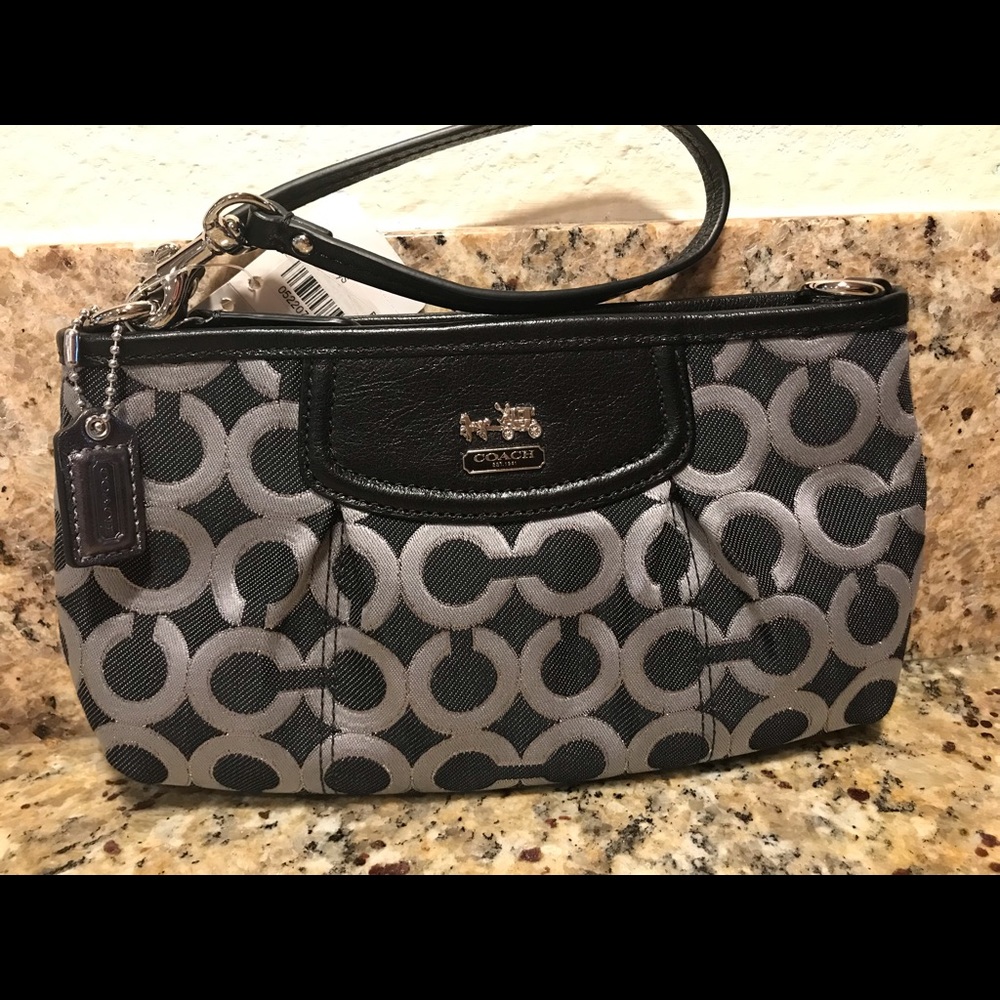 Coach Black and Silver Large Wristlet